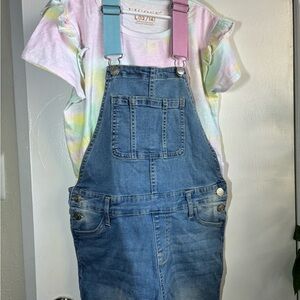 Vigoss Blue Denim Kids Overalls with Pastel Straps